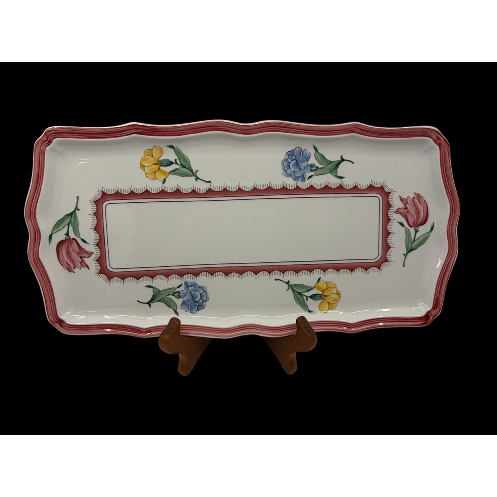 Villeroy & Boch Jardin d'Alsace Fleur Large Sandwich Tray Floral Scalloped